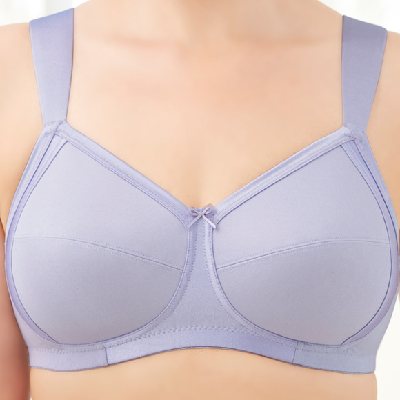 Glamorise 44D Bra ~Seamless-X-WIDE-Straps~ (Side Support Too!) 35% Cotton Purple - Picture 6 of 15